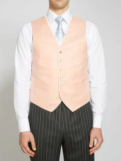 Favourbrook Pink Randwick Single Breasted 6 Button Piped Waistcoat- Waistcoats | Royal Ascot Waistcoats