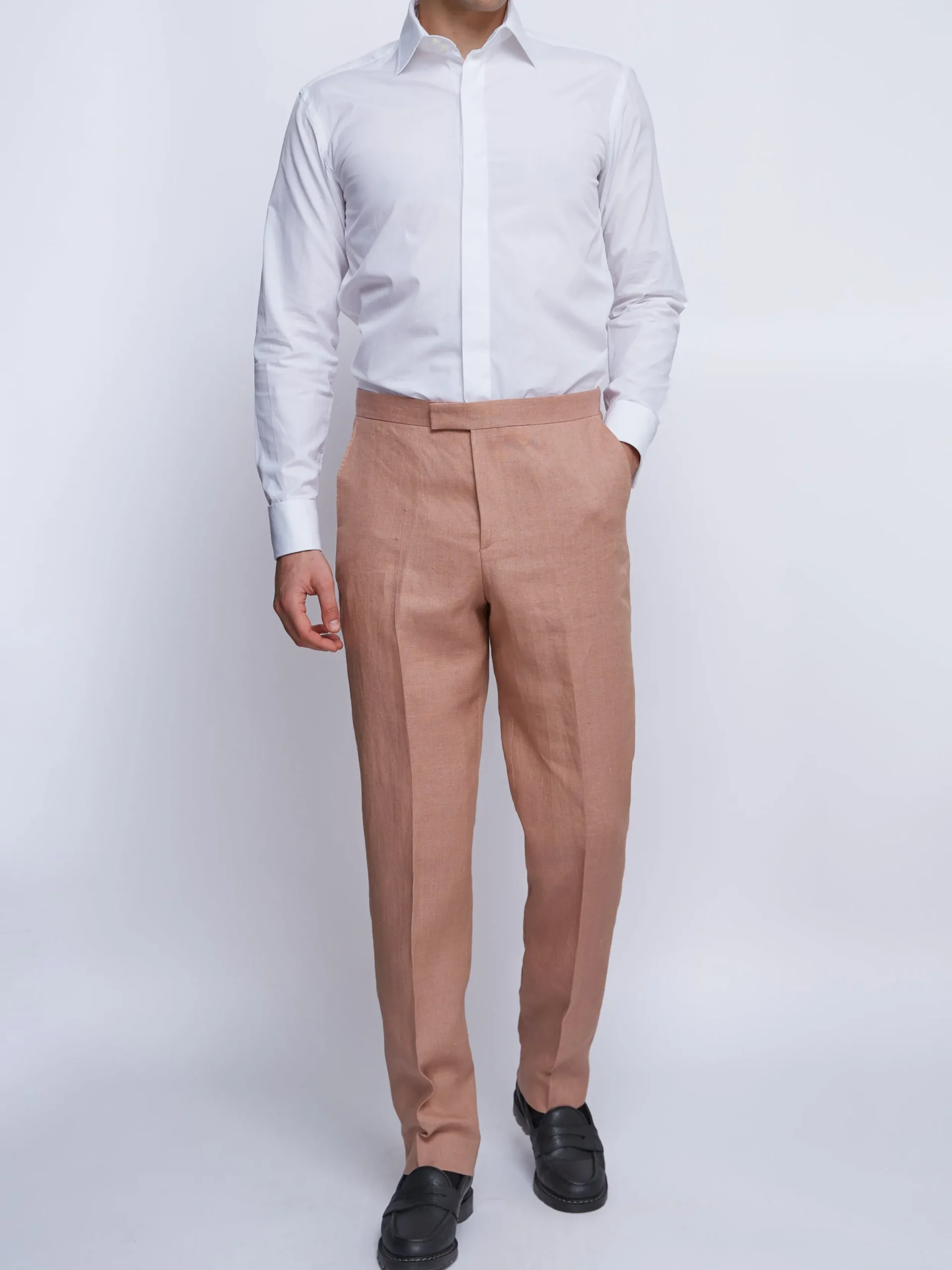 Favourbrook Pink Sidmouth Linen Dress Trouser- Trousers | Suits