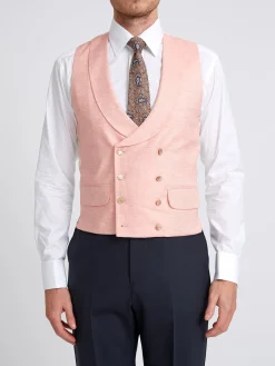 Favourbrook Pink Wolferton Double Breasted 8 Button Shawl Lapel Waistcoat- Waistcoats | Royal Ascot Waistcoats