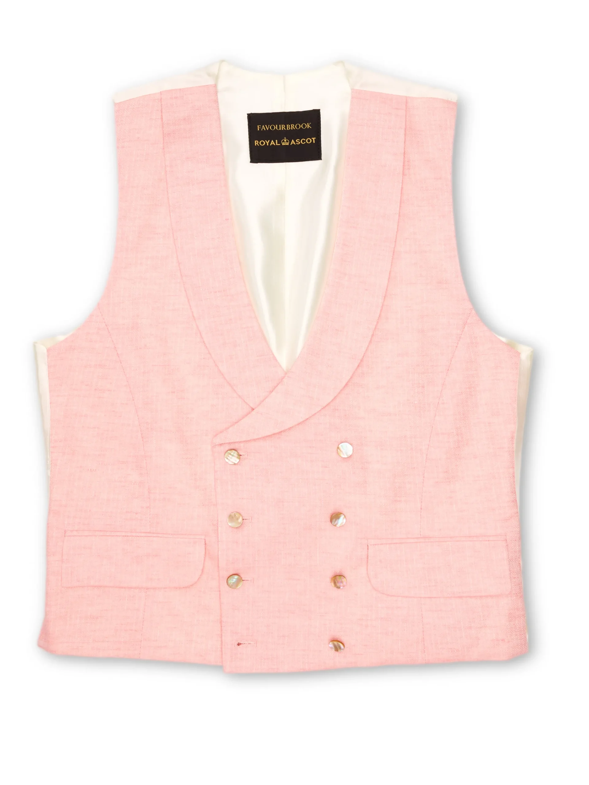 Favourbrook Pink Wolferton Double Breasted 8 Button Shawl Lapel Waistcoat- Waistcoats | Royal Ascot Waistcoats