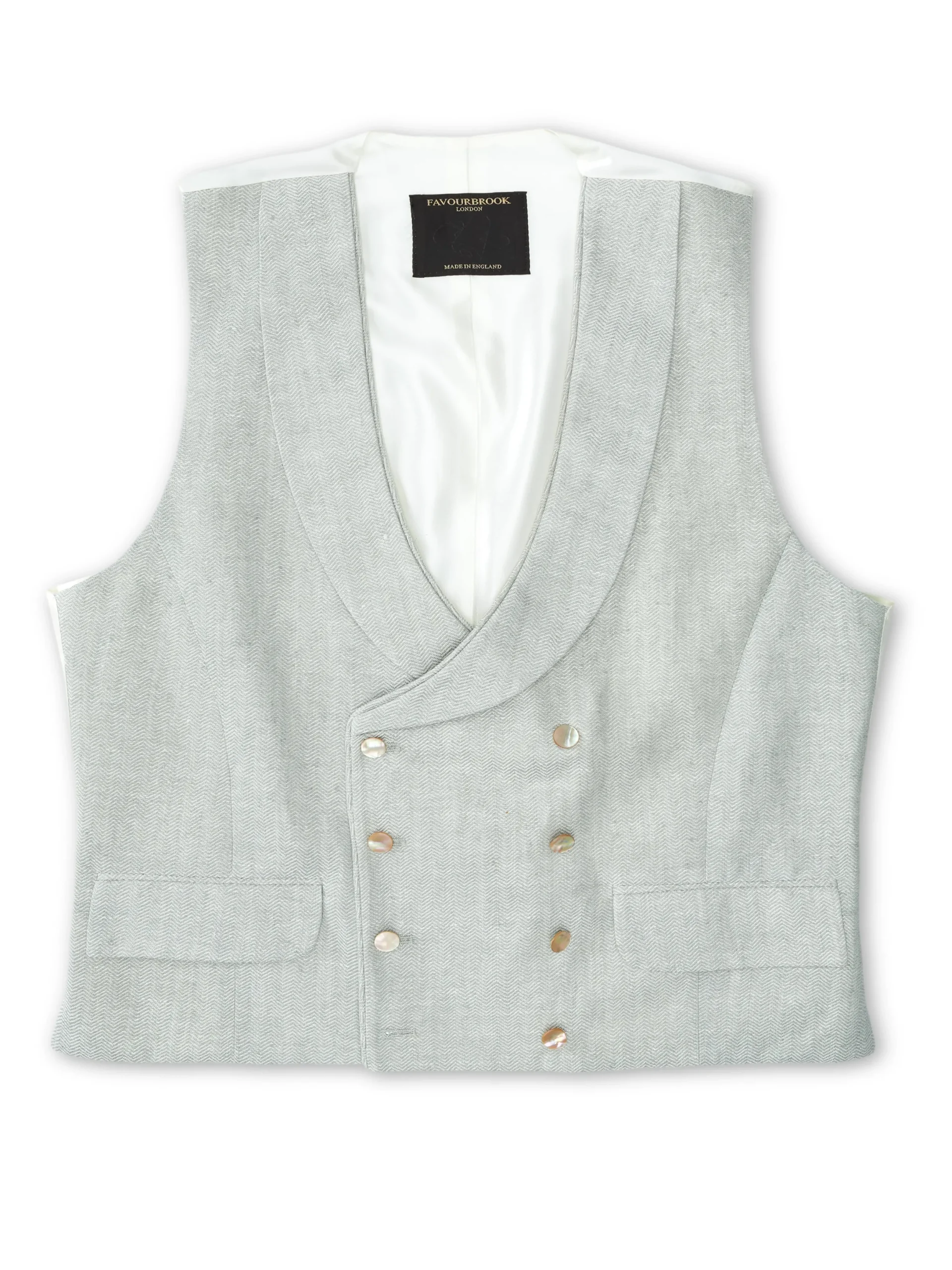 Favourbrook Pistachio Randwick Double Breasted 8 Button Shawl Lapel Piped Waistcoat- Waistcoats | Shawl Lapel Waistcoats