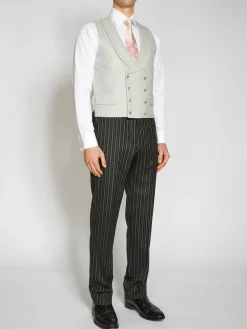 Favourbrook Pistachio Randwick Double Breasted 8 Button Shawl Lapel Piped Waistcoat - Ascot- Groomswear | Waistcoats