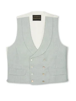 Favourbrook Pistachio Randwick Double Breasted 8 Button Shawl Lapel Piped Waistcoat - Ascot- Groomswear | Waistcoats