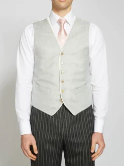 Favourbrook Pistachio Randwick Single Breasted 6 Button Piped Waistcoat- Waistcoats | Royal Ascot Waistcoats