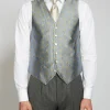 Favourbrook Powder Blue Gold Bees Silk Single Breasted 6 Button Waistcoat- Waistcoats | Royal Ascot Waistcoats