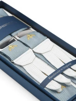 Favourbrook Powder Blue Gold Bees Silk Braces- Braces