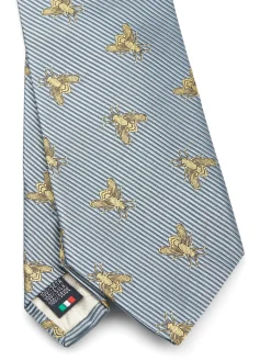 Favourbrook Powder Blue Gold Bees Silk Tie- Wedding Attire | Ties
