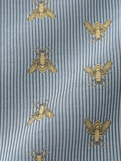 Favourbrook Powder Blue Gold Bees Silk Single Breasted 6 Button Waistcoat- Waistcoats | Royal Ascot Waistcoats