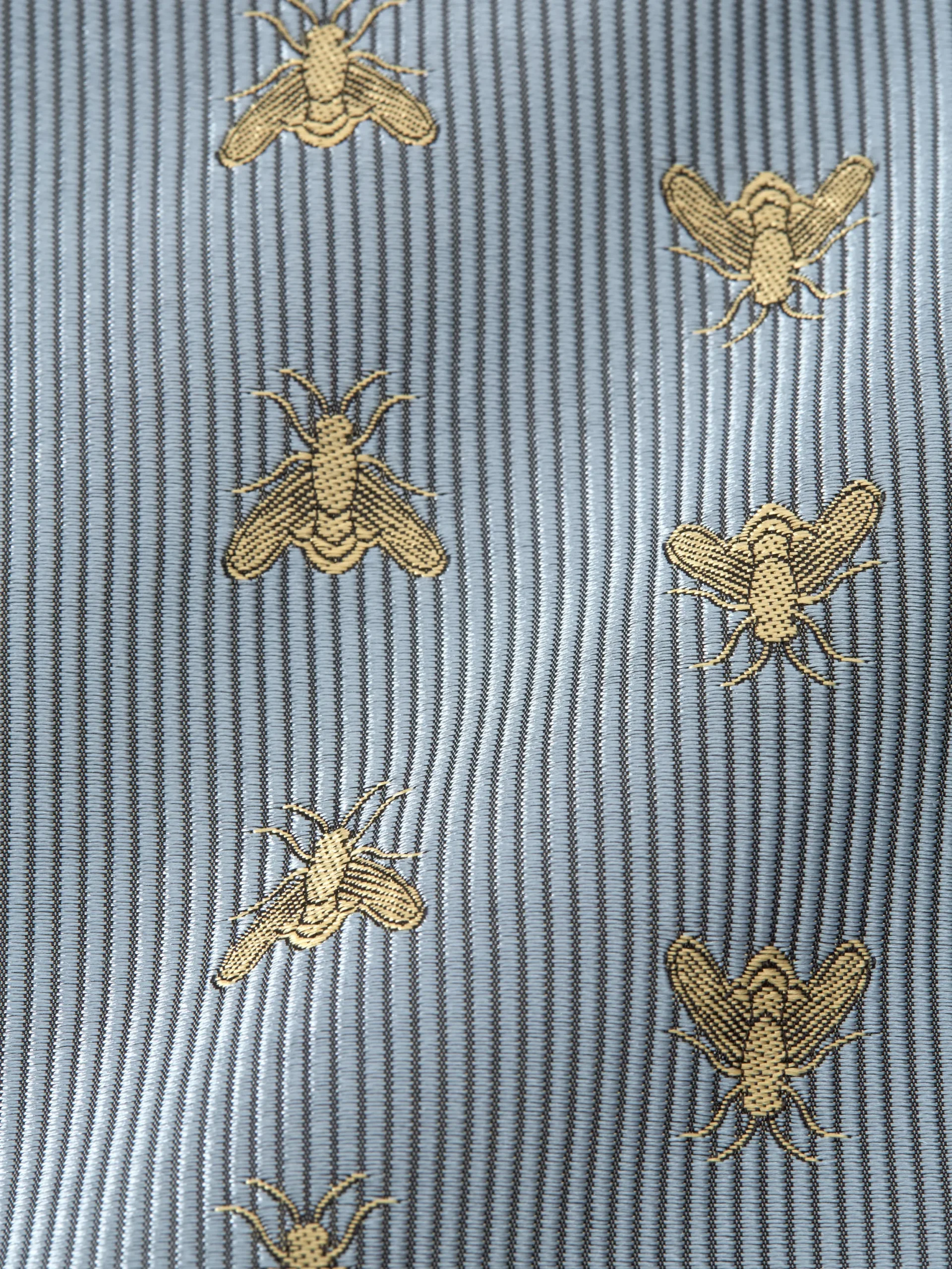 Favourbrook Powder Blue Gold Bees Silk Single Breasted 6 Button Waistcoat- Waistcoats | Royal Ascot Waistcoats