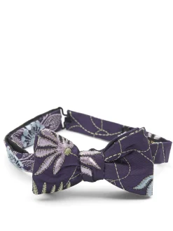 Favourbrook Purple Embroidered Shantung Silk Bow Tie- Bow Ties
