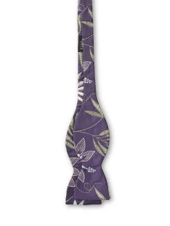 Favourbrook Purple Embroidered Shantung Silk Bow Tie- Bow Ties