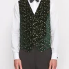 Favourbrook Racing Green Lurex Berries Velvet Cotton Single Breasted 6 Button Waistcoat- Waistcoats | Single Breasted Waistcoats
