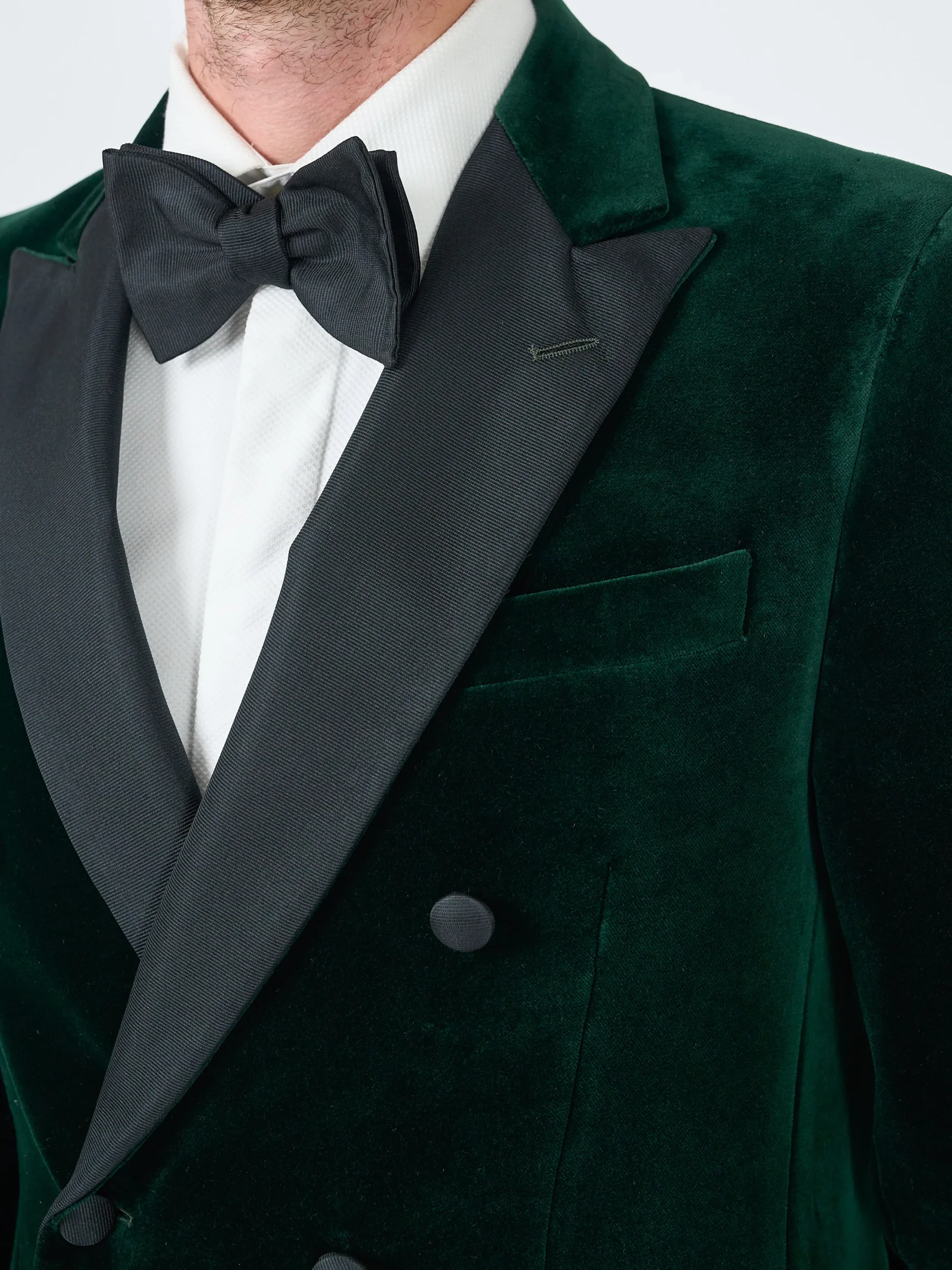 Favourbrook Racing Green Velvet Cotton Double Breasted Dinner Jacket- Occasionwear | Velvet Jackets