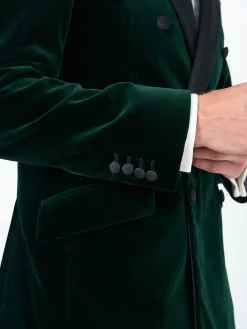 Favourbrook Racing Green Velvet Cotton Double Breasted Dinner Jacket- Occasionwear | Velvet Jackets
