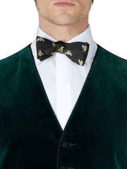 Favourbrook Racing Green Velvet Cotton Single Breasted 6 Button Piped Waistcoat- Waistcoats | Single Breasted Waistcoats