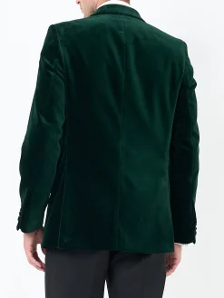 Favourbrook Racing Green Velvet Cotton Double Breasted Dinner Jacket- Occasionwear | Velvet Jackets
