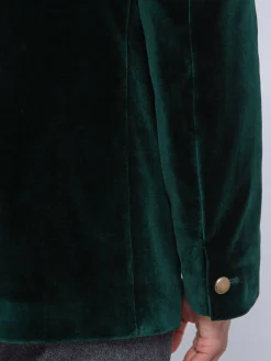Favourbrook Racing Green Velvet Nehru Jacket Button Cuff- Nehru Jackets | Velvet Jackets