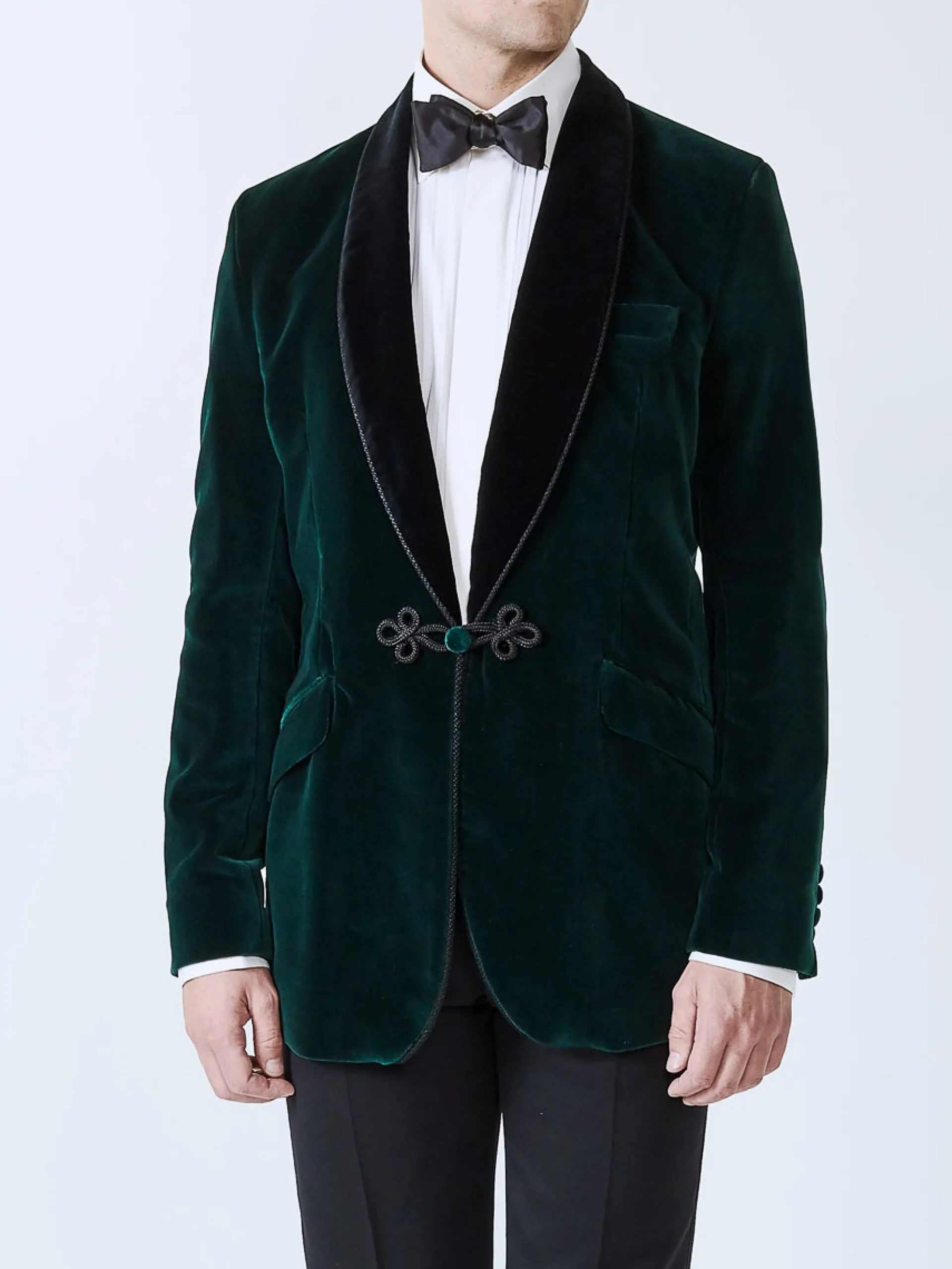Favourbrook Racing Green Velvet Single Breasted Grosvenor Smoking Jacket- Eveningwear | Velvet Jackets