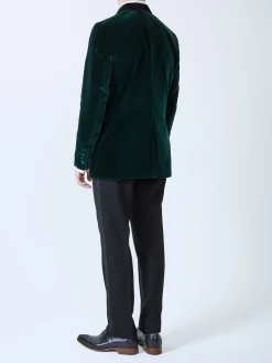 Favourbrook Racing Green Velvet Single Breasted Grosvenor Smoking Jacket- Eveningwear | Velvet Jackets