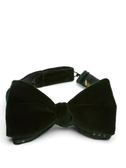 Favourbrook Racing Green Velvet with Green Gold Bees Contrast Large Party Bow Tie- Bow Ties
