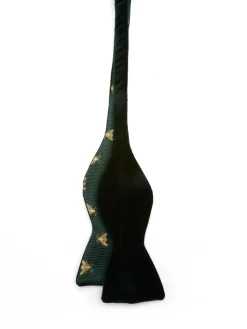Favourbrook Racing Green Velvet with Green Gold Bees Contrast Large Party Bow Tie- Bow Ties