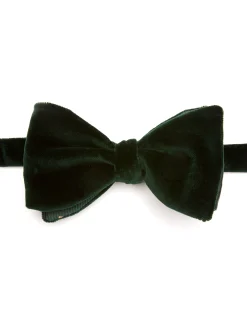 Favourbrook Racing Green Velvet with Green Gold Bees Contrast Large Party Bow Tie- Bow Ties