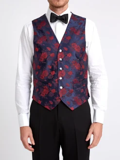 Favourbrook Red Bougainville Silk Single Breasted 6 Button Waistcoat- Waistcoats | Single Breasted Waistcoats