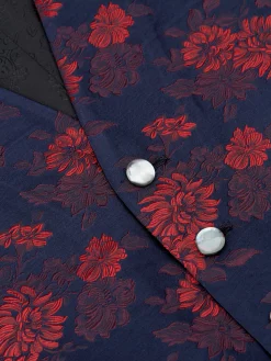Favourbrook Red Bougainville Silk Single Breasted 6 Button Waistcoat- Waistcoats | Single Breasted Waistcoats