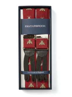 Favourbrook Red Gold Bees Silk Braces- Braces