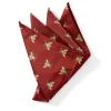 Favourbrook Red Gold Bees Silk Pocket Square- Pocket Squares