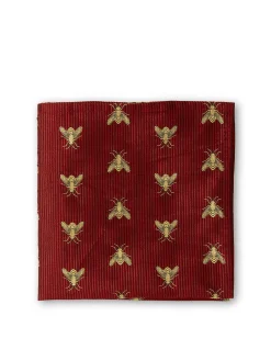 Favourbrook Red Gold Bees Silk Pocket Square- Pocket Squares