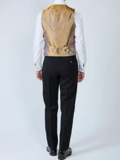 Favourbrook Red Gold Bees Silk Single Breasted 6 Button Waistcoat- Waistcoats | Evening Waistcoats