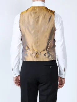 Favourbrook Red Gold Bees Silk Single Breasted 6 Button Waistcoat- Waistcoats | Evening Waistcoats
