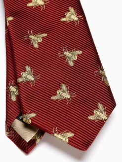 Favourbrook Red Gold Bees Silk Tie- Ties