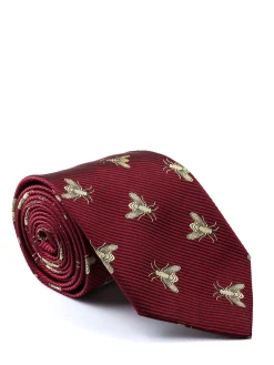 Favourbrook Red Gold Bees Silk Tie- Ties