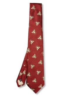 Favourbrook Red Gold Bees Silk Tie- Ties