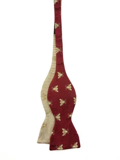 Favourbrook Red Gold Bees with Gold Bees Contrast Large Party Bow Tie- Bow Ties