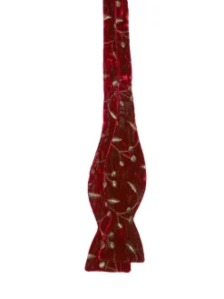 Favourbrook Red Lurex Berries Silk/Rayon Bow Tie- Bow Ties