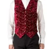 Favourbrook Red Lurex Berries Velvet Single Breasted 6 Button Waistcoat- Waistcoats | Evening Waistcoats