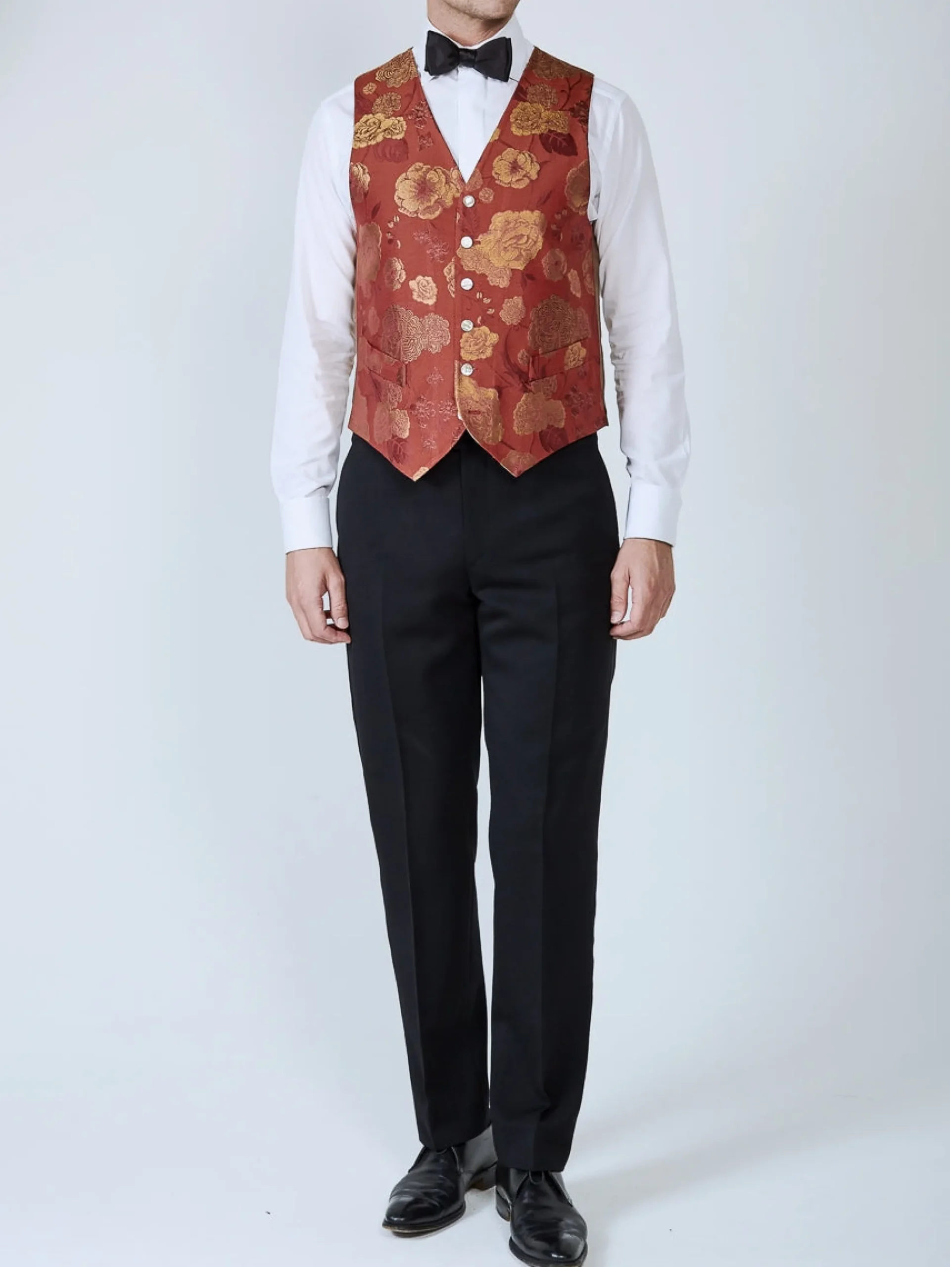 Favourbrook Red Winnington Silk Single Breasted 6 Button Waistcoat- Groomswear | Waistcoats