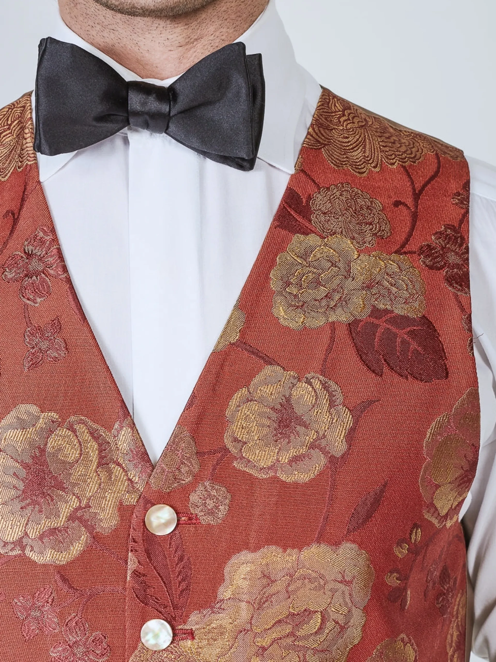 Favourbrook Red Winnington Silk Single Breasted 6 Button Waistcoat- Groomswear | Waistcoats