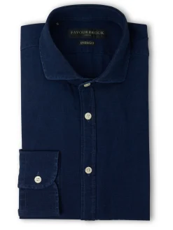 Favourbrook Rinse Indigo Rockwell Cotton Cutaway Collar Shirt- Shirts