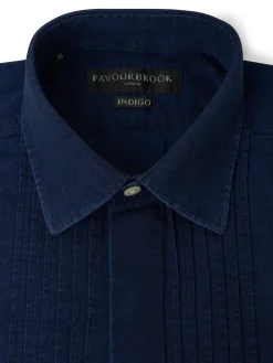 Favourbrook Rinse Indigo Rockwell Cotton Pleated Pintuck Dress Shirt- Shirts