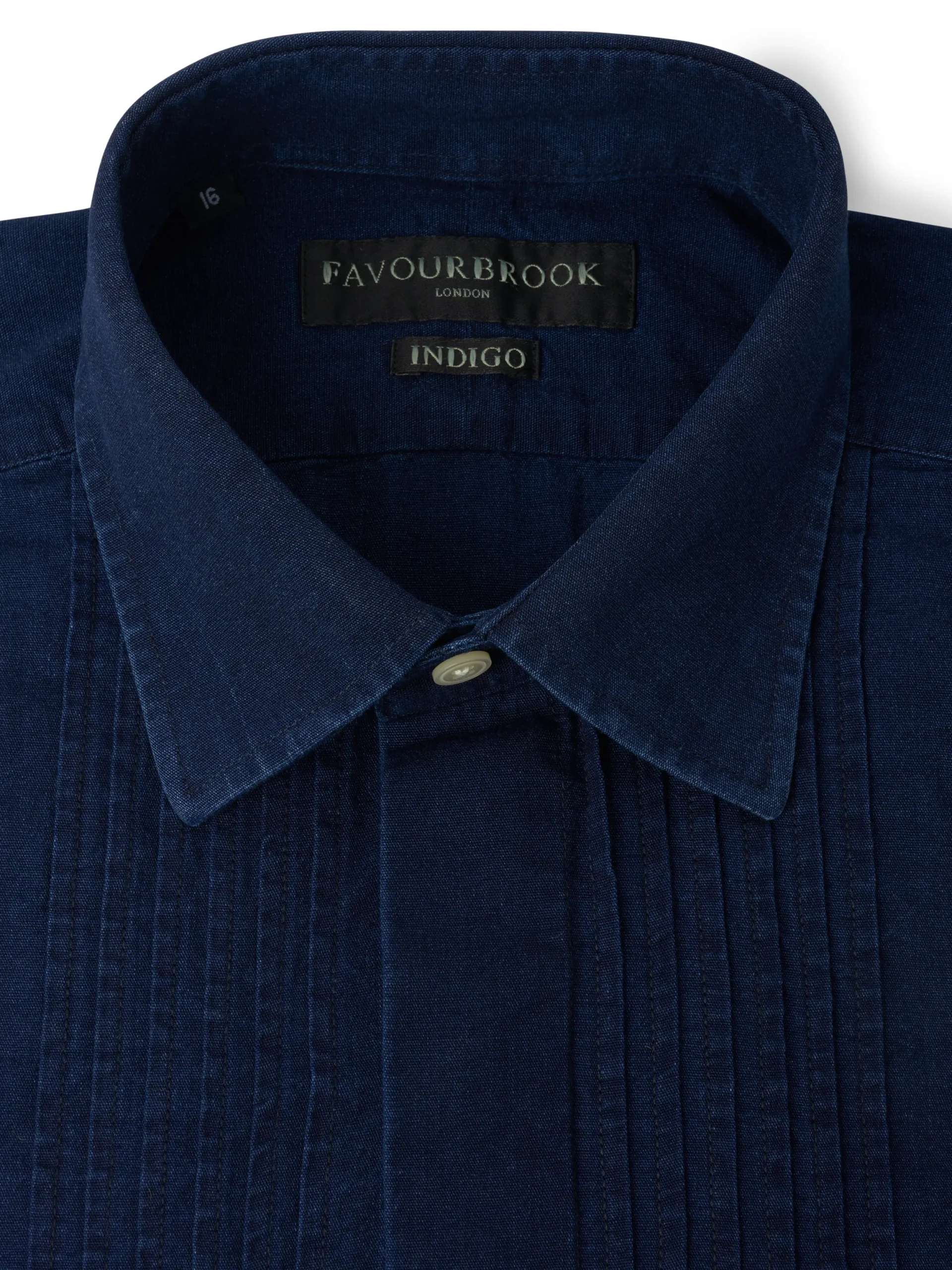 Favourbrook Rinse Indigo Rockwell Cotton Pleated Pintuck Dress Shirt- Shirts