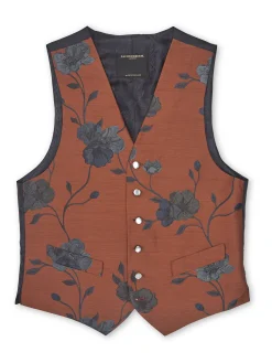 Favourbrook Rust Grantham Single Breasted 6 Button Waistcoat- Waistcoats | Single Breasted Waistcoats