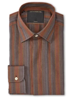 Favourbrook Rust Multi Perran Linen Ivy Shirt- Shirts
