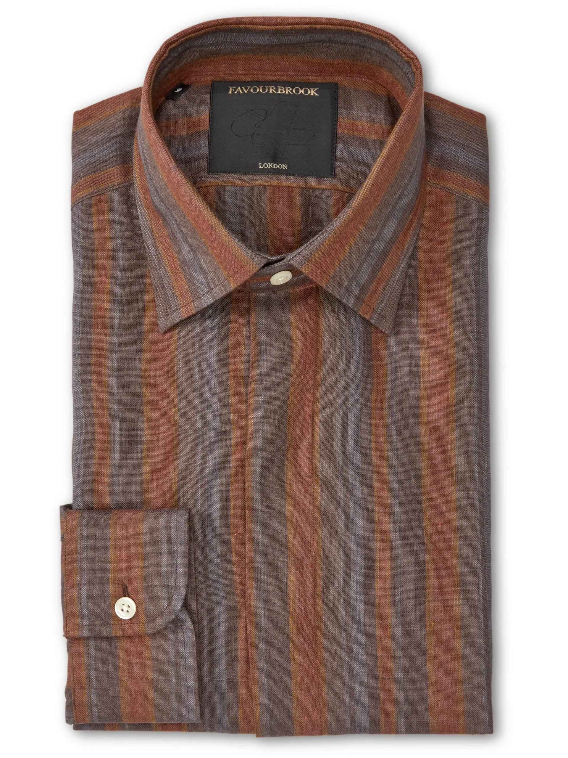 Favourbrook Rust Multi Perran Linen Ivy Shirt- Shirts