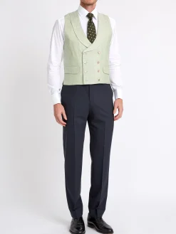 Favourbrook Sage Green Randwick Double Breasted 8 Button Shawl Lapel Piped Waistcoat- Royal Ascot | Wedding Attire