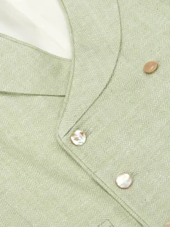 Favourbrook Sage Green Randwick Double Breasted 8 Button Shawl Lapel Piped Waistcoat- Royal Ascot | Wedding Attire