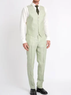 Favourbrook Sage Green Randwick Single Breasted 6 Button Piped Waistcoat- Waistcoats | Single Breasted Waistcoats